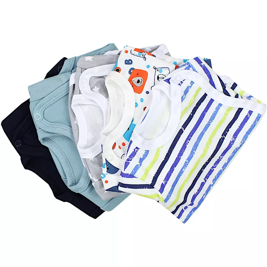 TupTam Baby Langarm Wickelbody 5er Pack grauhellblau
