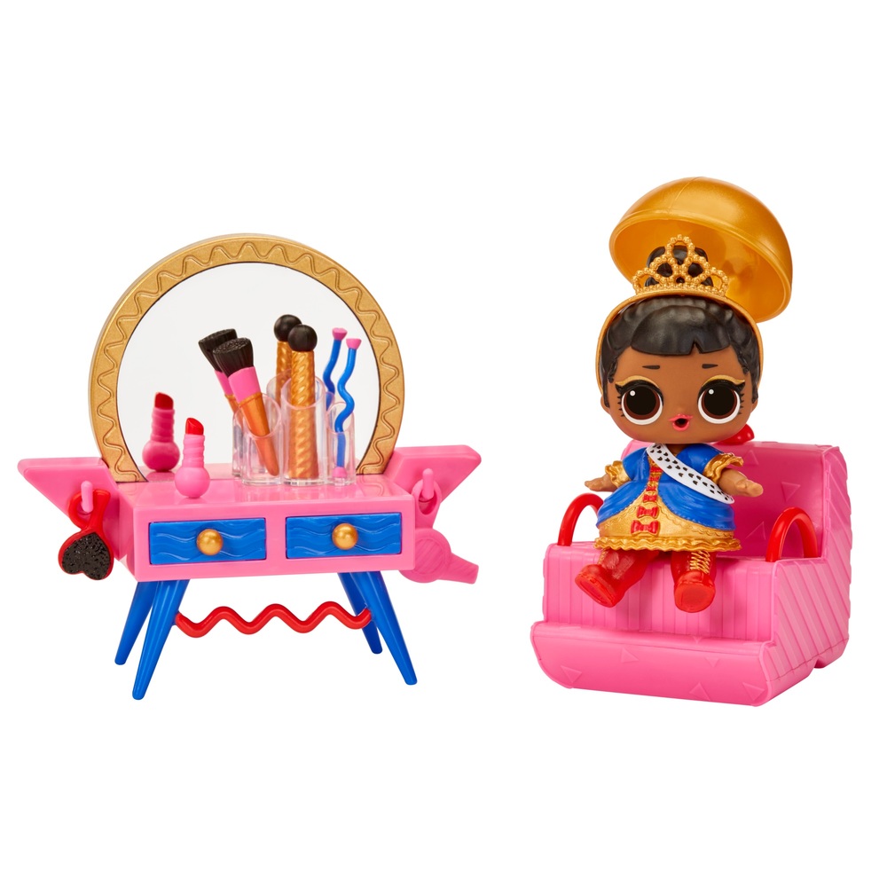 LOL Surprise! Möbel-Schönheitskabinen-Spielset mit Ihrer Majestät Puppe und 8 Überraschungen