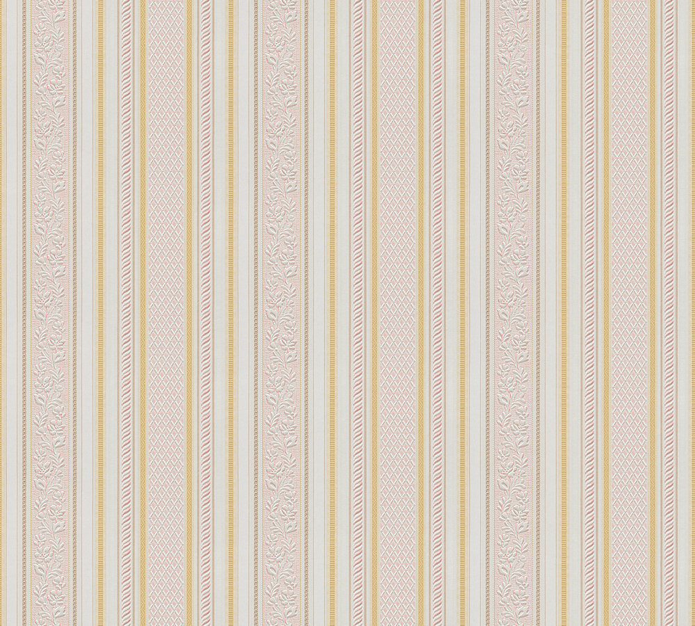 Papiertapete CONCERTO 3 - gold-rosa - Streifen - 10 Meter