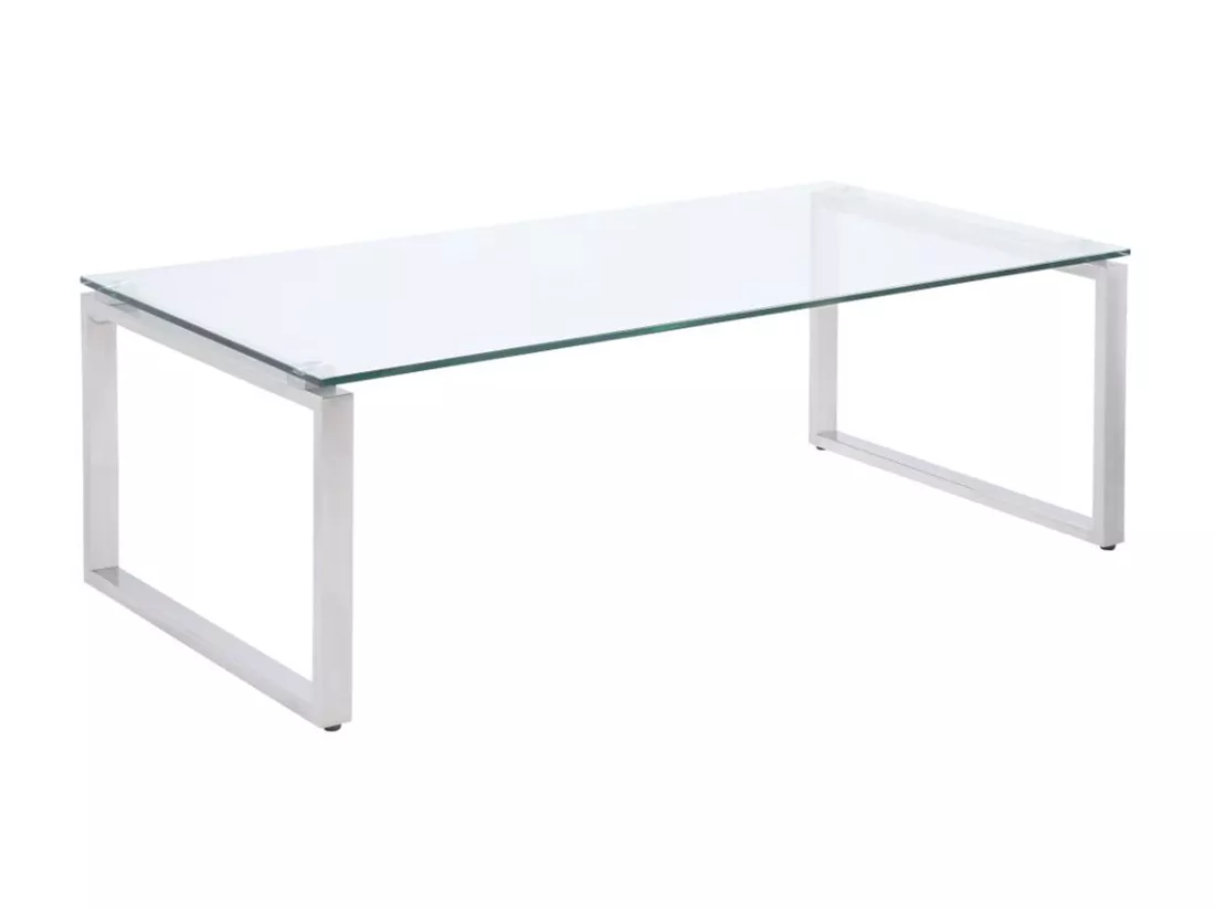 Table basse FREYA - Verre trempé & métal chromé