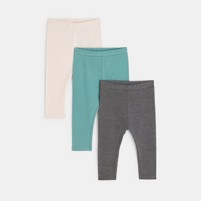 Legging uni jersey (lot de 3) rose bébé fille Rose