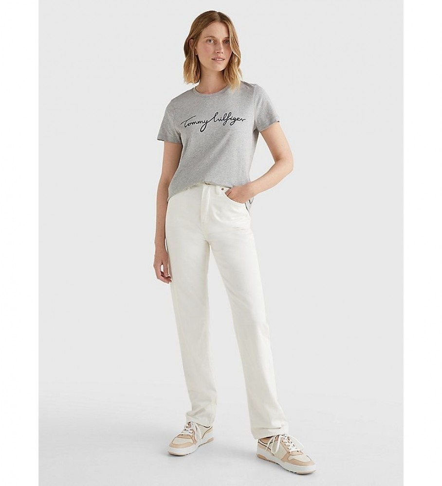 Camiseta Tommy Hilfiger Heritage com gola redonda e estampa cinza