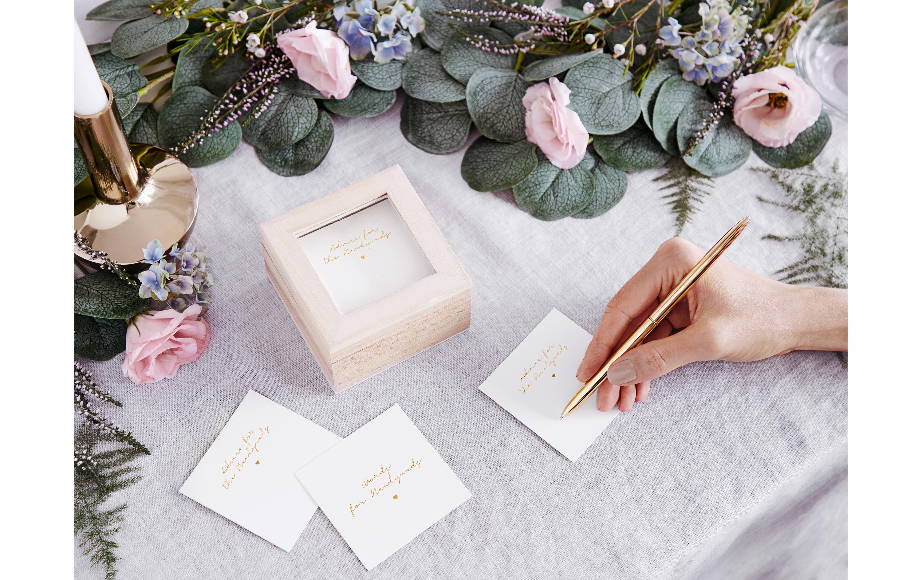 Hochzeitsaccessoire Gästebuch Box 9.5 x 8.5 x 6 cm, BraunHochzeit Advice Box mit guten Ratschlägen für den gemeinsamen Weg