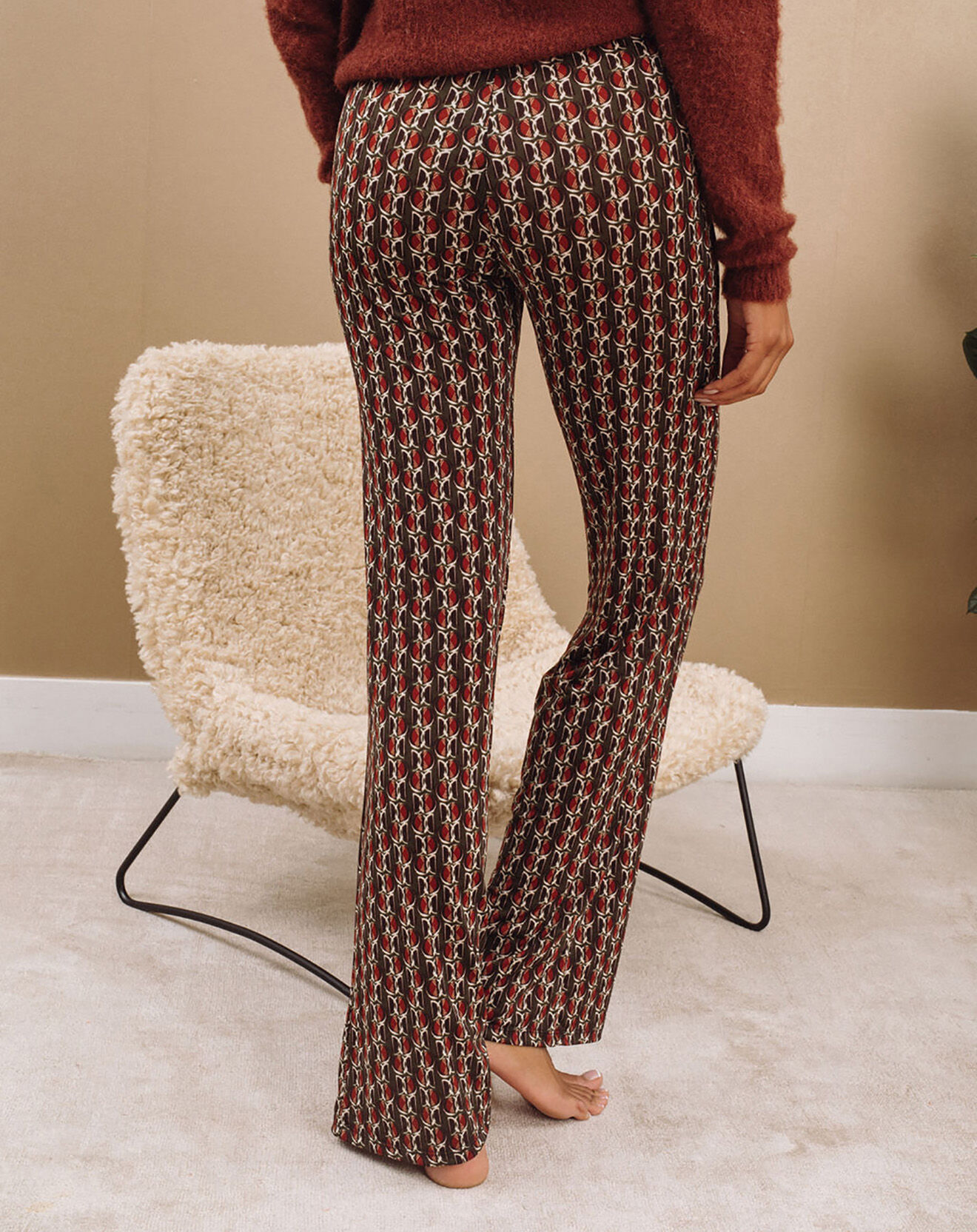 Lauren Vidal Pantalon Store imprimé forêt