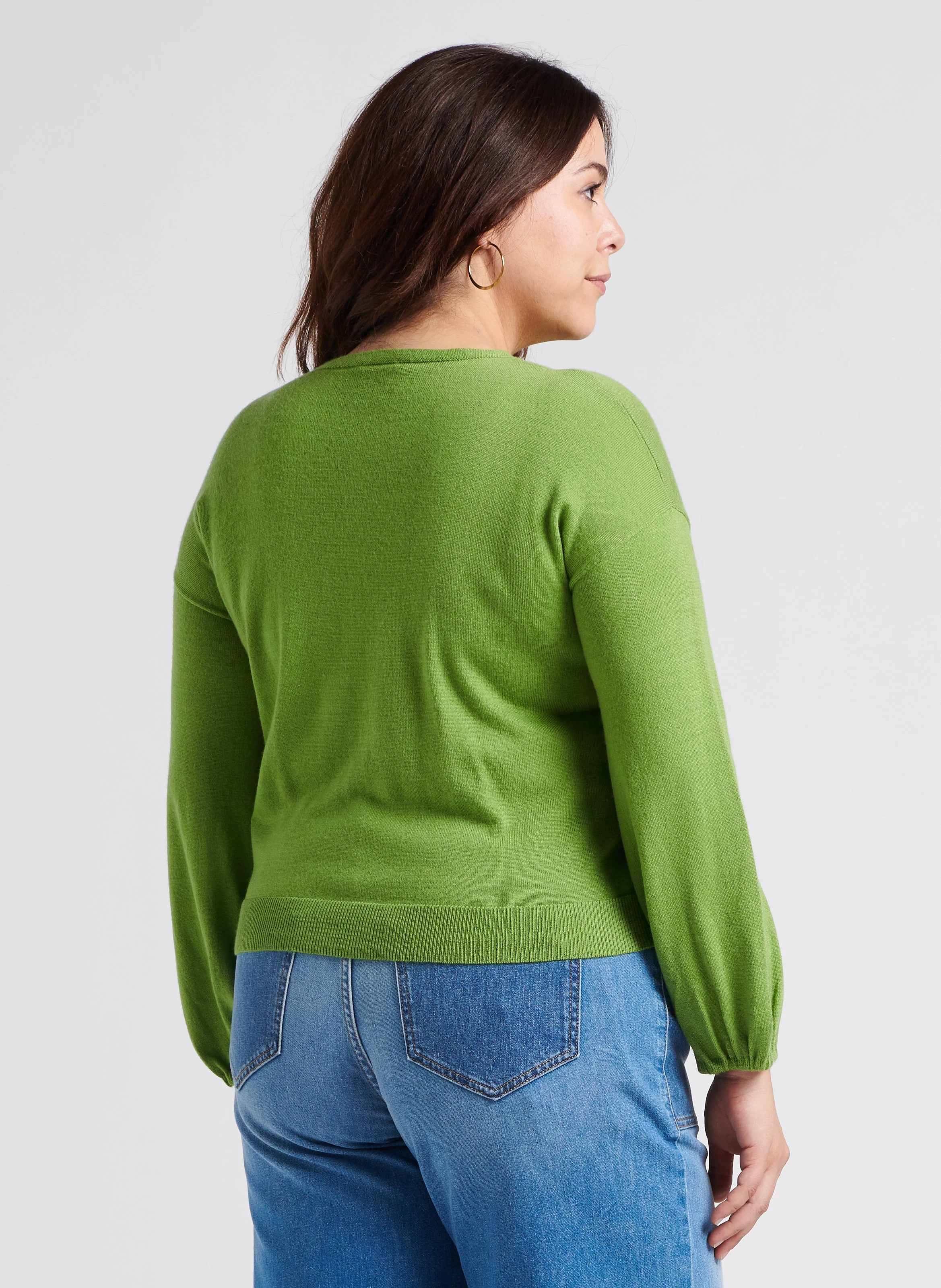 MORGANA - Gilet col rond en laine mélangée | Vert