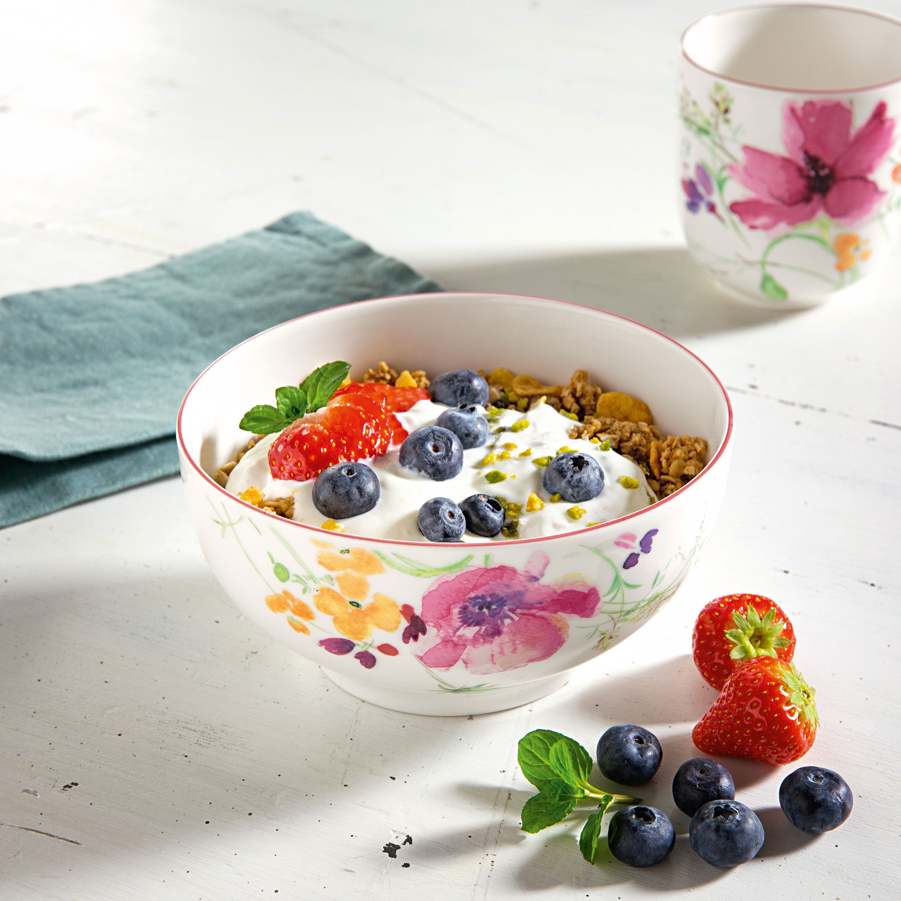 Mariefleur Cereal bowl Multi-colored, 17 oz, Premium Porcelain