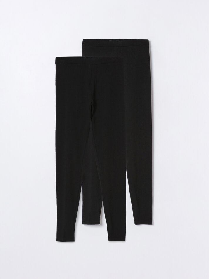 Conjunto com 2 Leggings Compridas - Pretas
