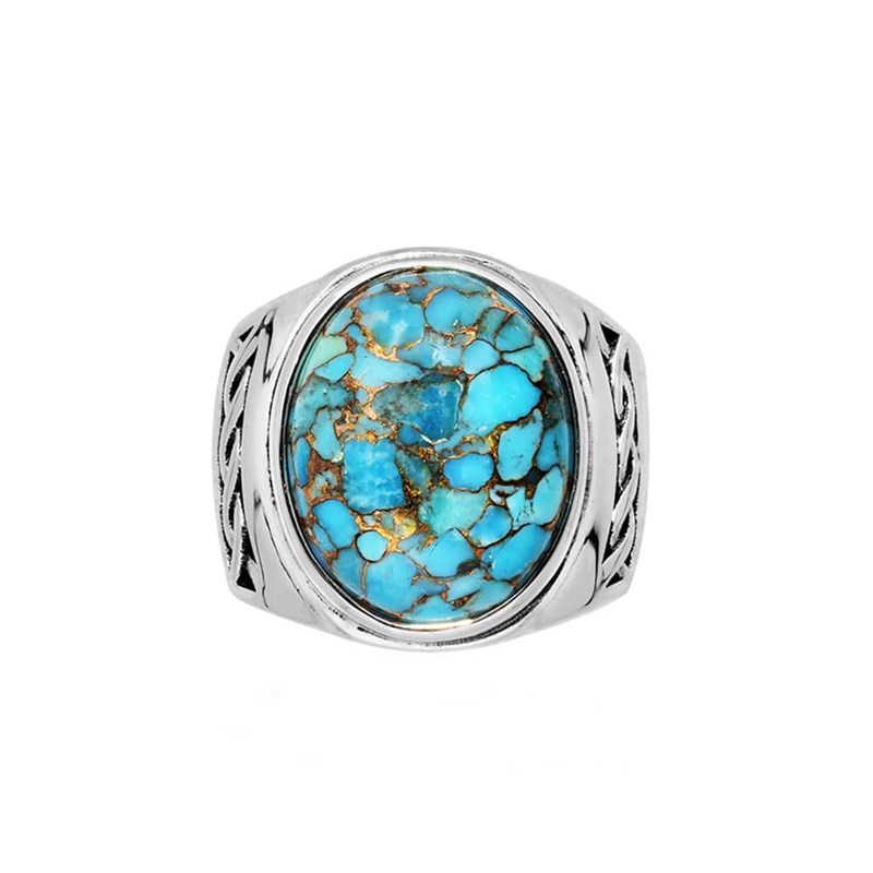 Bague Homme Turquoise Massive Argent