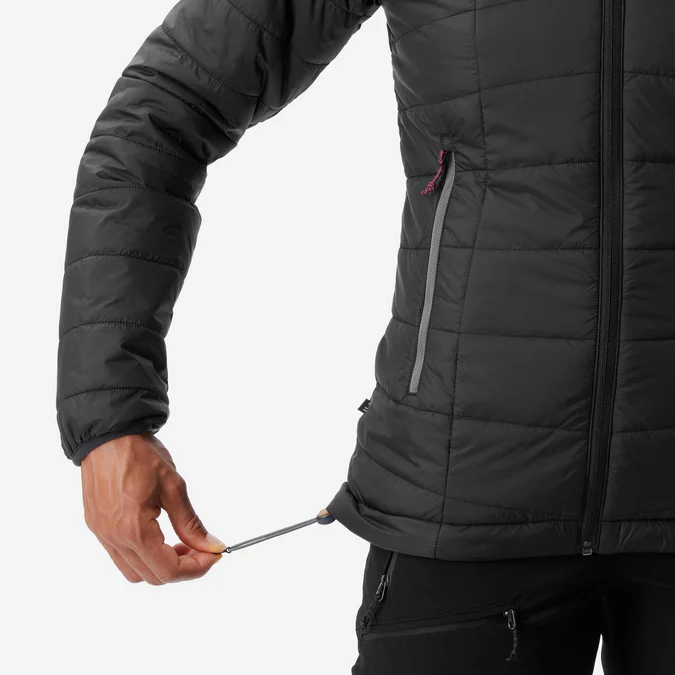 Decathlon Forclaz - Jaqueta acolchoada feminina Forclaz para mochilão em montanha com capuz - MT100 23°F