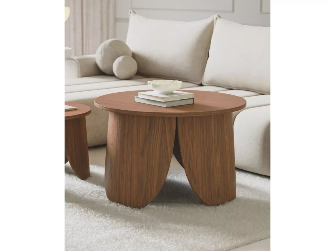 Table basse ronde - 80 cm - couleur noyer - VIVIALLY