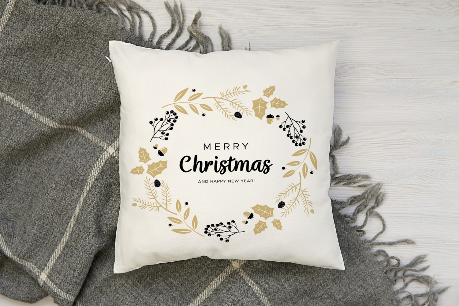 queence Dekokissen »Carolina« Kissenhülle,Merry Christmas,Weiss,Weihnachtsmotiv,Festlich,Winterlich