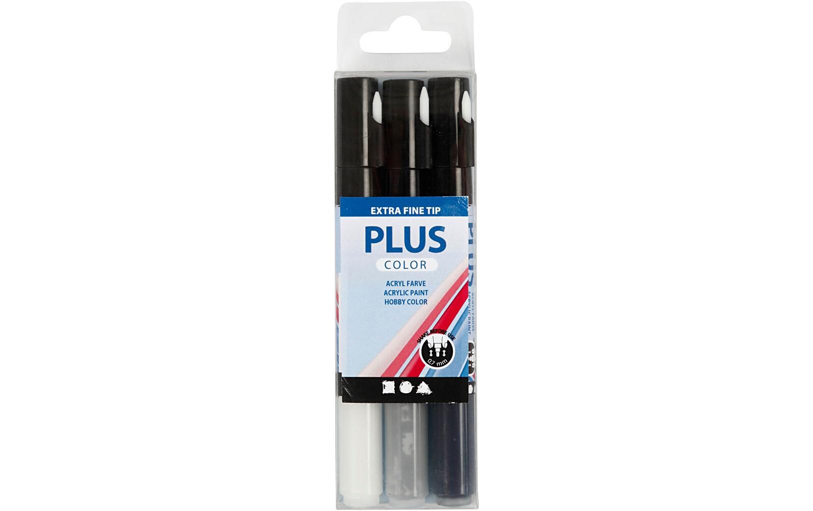 Acrylmarker Plus Color 0.7 mm 3er Set, Weiss/Grau/SchwarzAcrylstifte Set