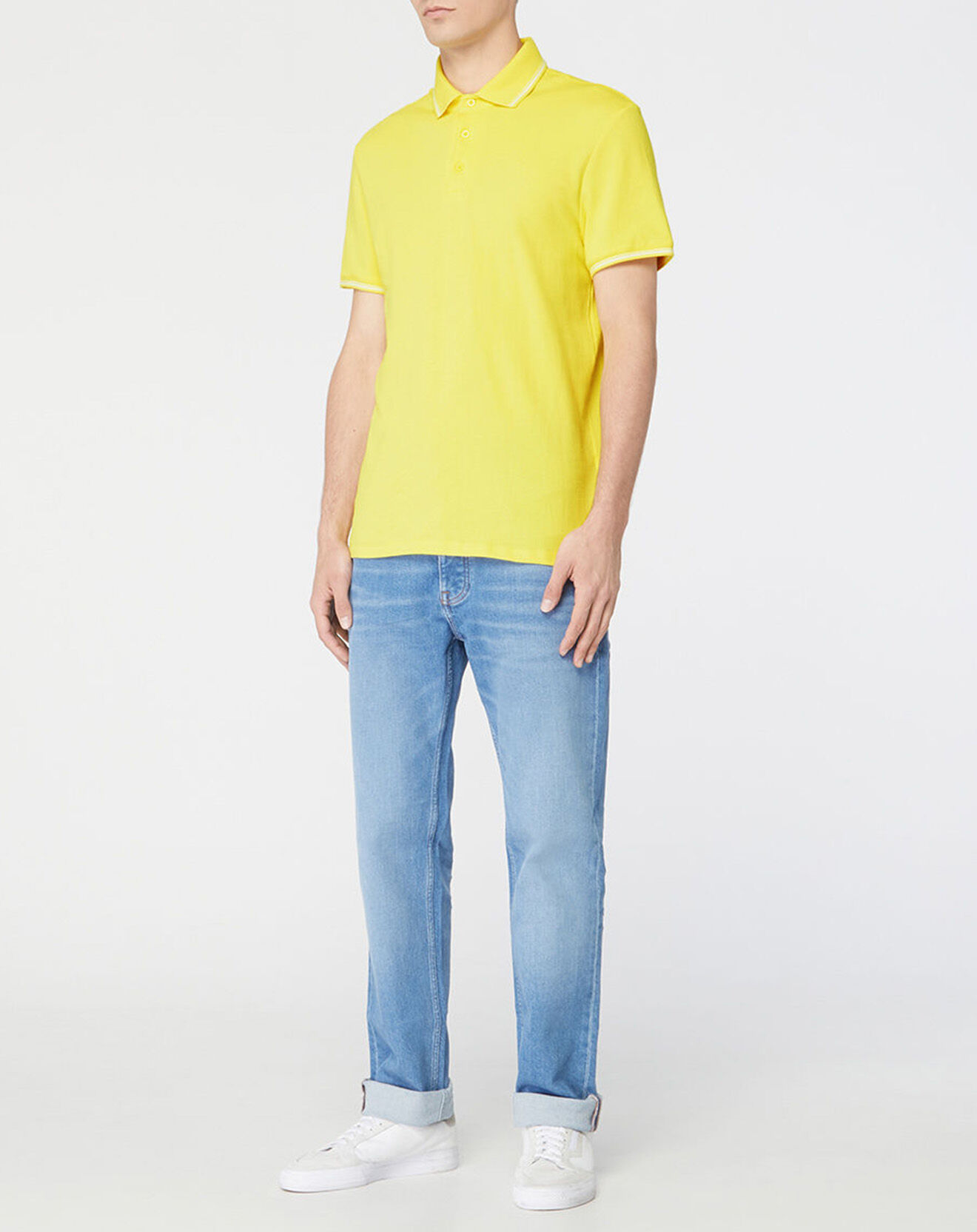 Galeries Lafayette Polo en Coton piqué Polobas liseré jaune