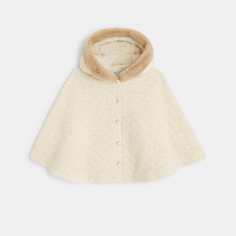 Manteau cape à capuche fourré beige bébé fille Beige