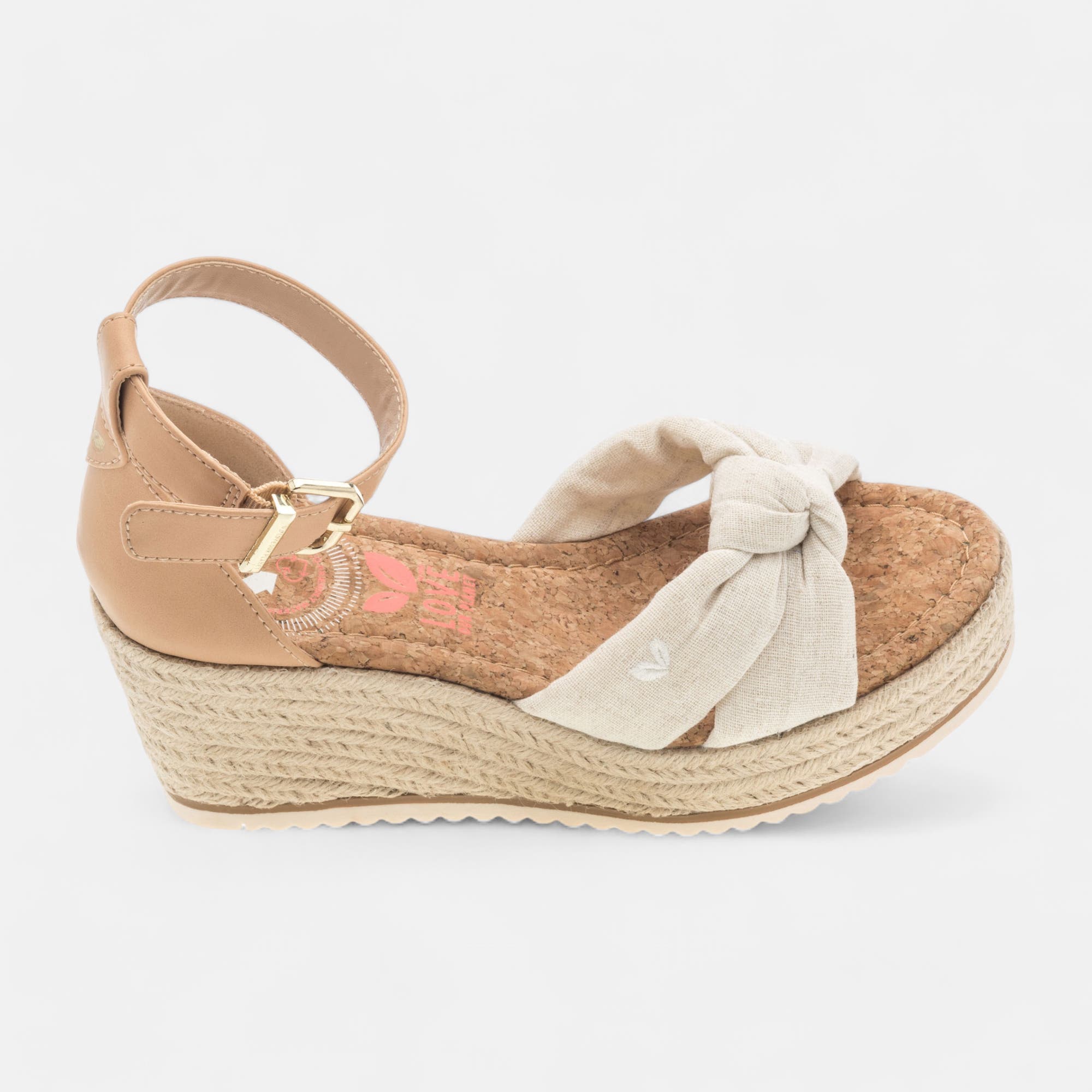 Espadrilles à talon compensé Femme beige