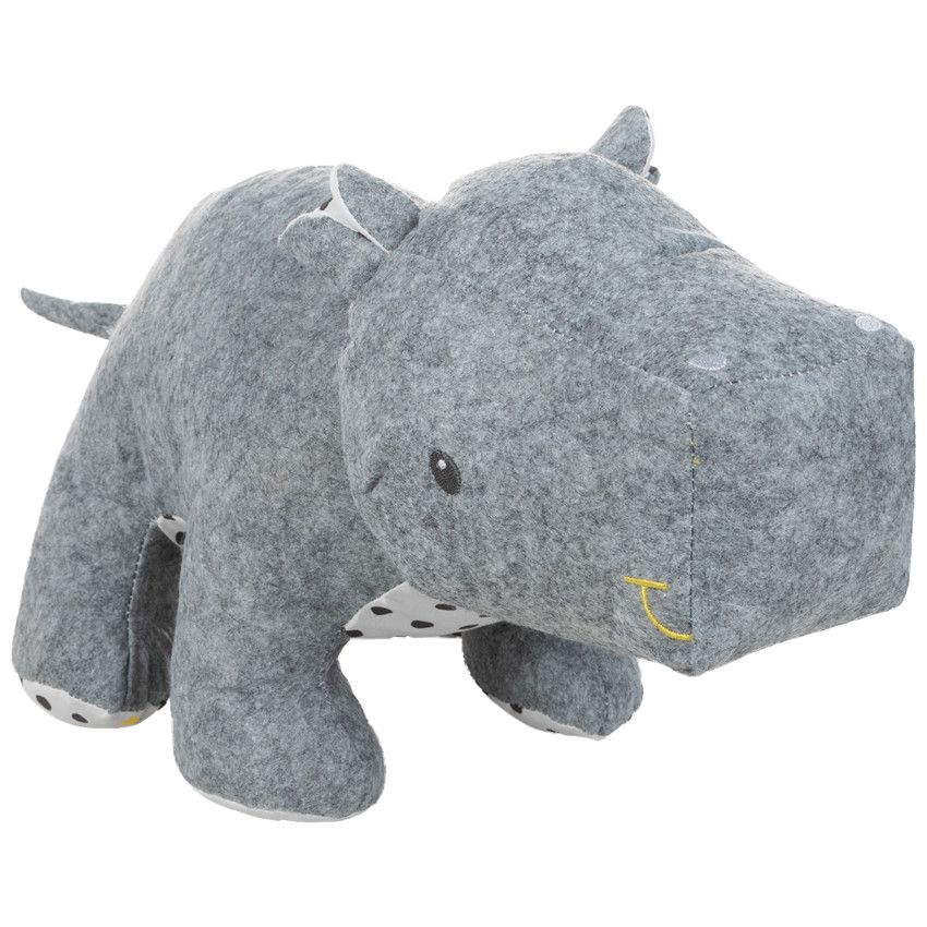 Peluche en feutrine forme hippopotame - Gris chiné