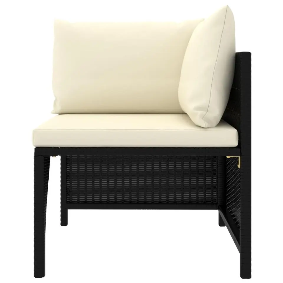 vidaXL - Tuinset - Zwart - Poly rattan - 5 stuks - Met kussens