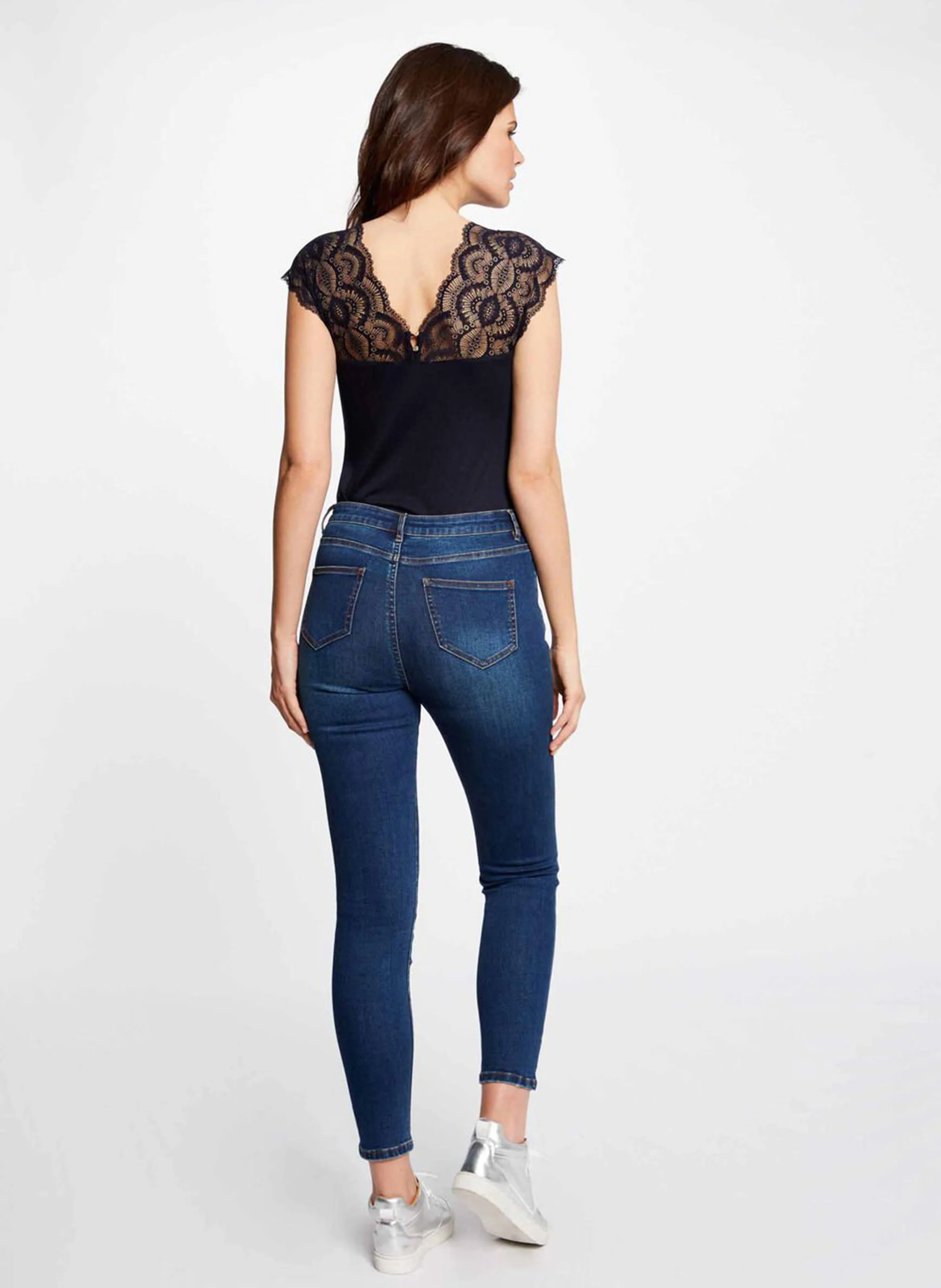 DELO - Top manches courtes à dentelle | Bleu