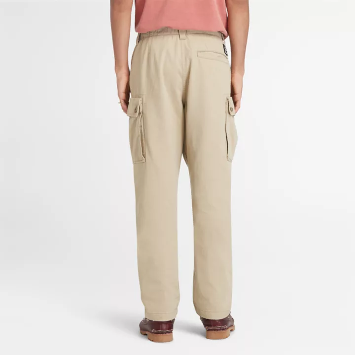 Pantalon cargo en sergé pour homme en beige