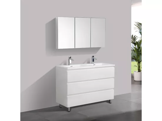Meuble salle de bain design double vasque VERONA largeur 120 cm blanc laqué