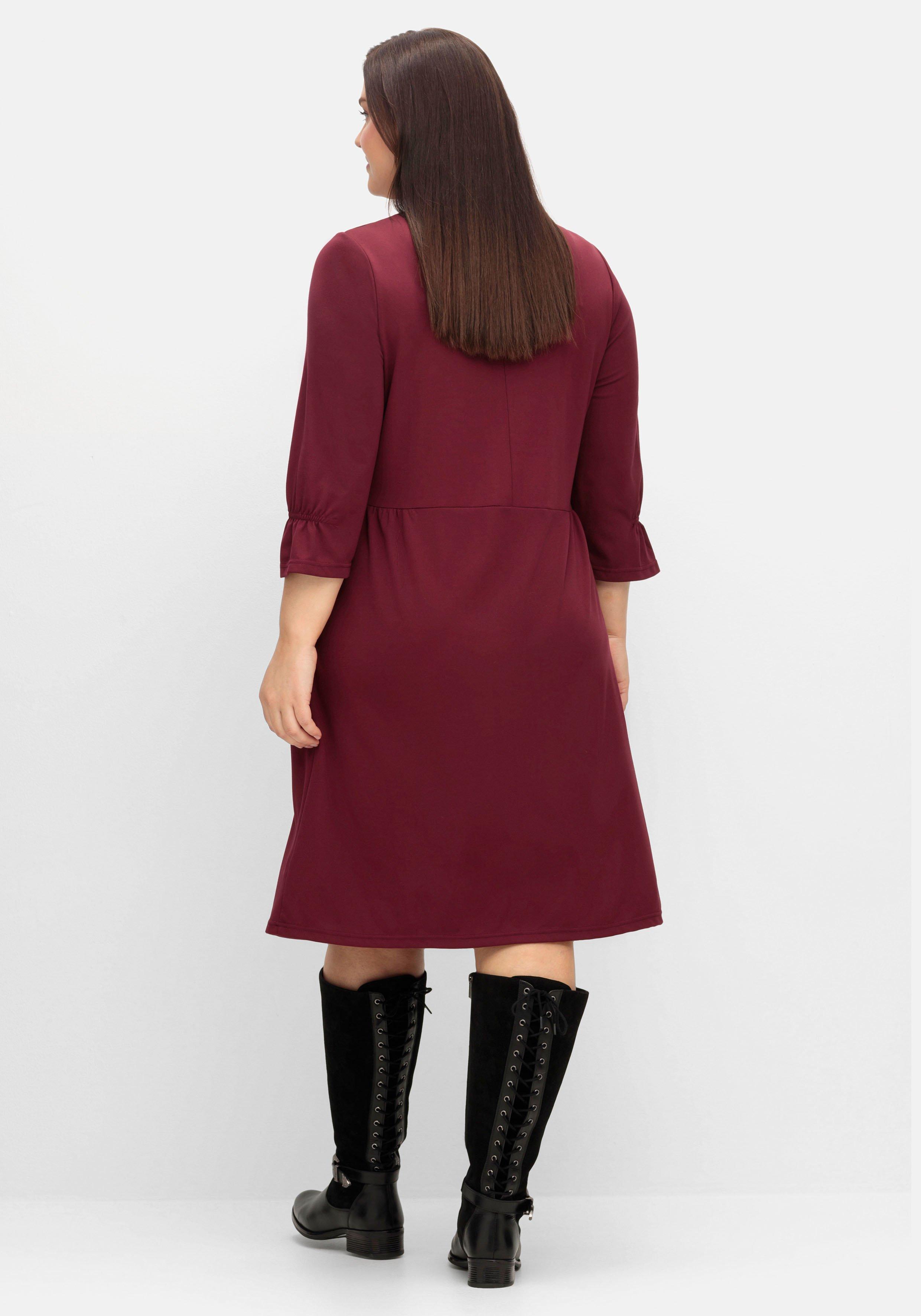 Shirtkleid mit gerafften 3/4-Ärmeln