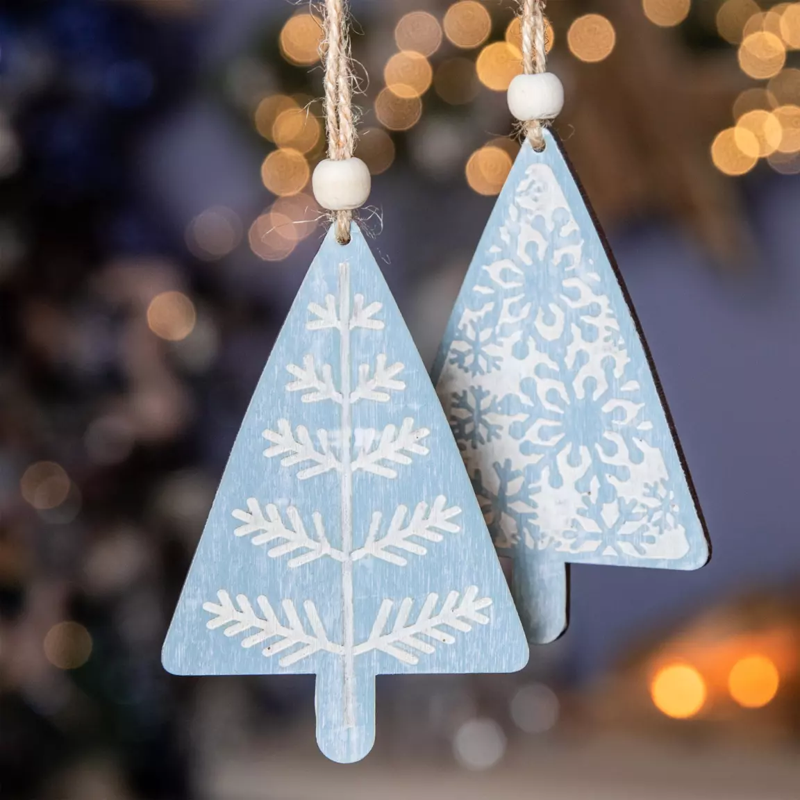 Lot de 2 sapins à suspendre (H11 cm) Moïna Bleu