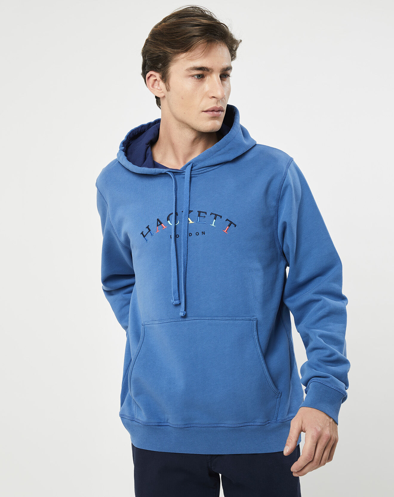 Hackett London Sweat à capuche brodé bleu