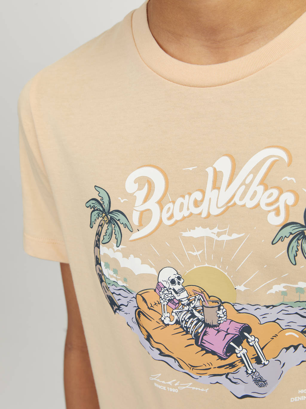 JACK & JONES T-shirt JJZION met printopdruk zachtoranje