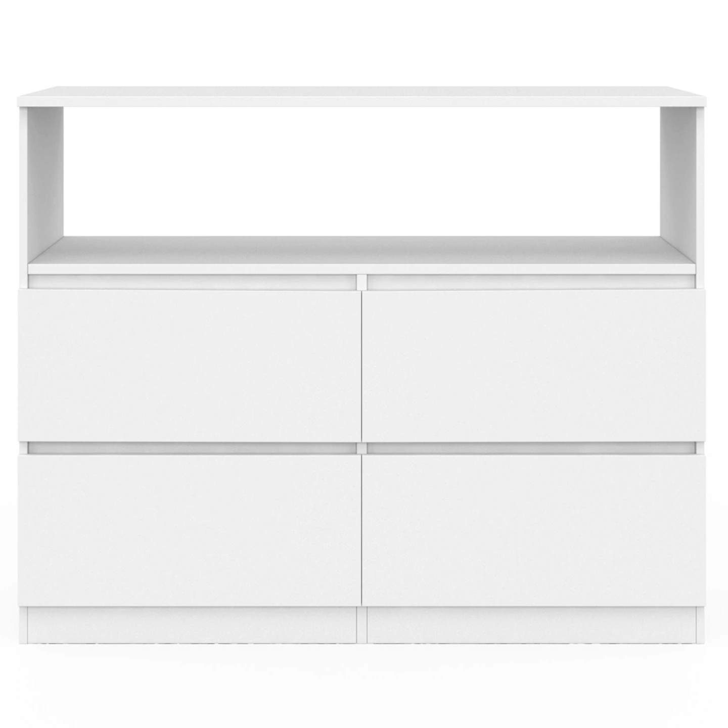 Commode 4 tiroirs TOMI 100 cm avec niche bois blanc