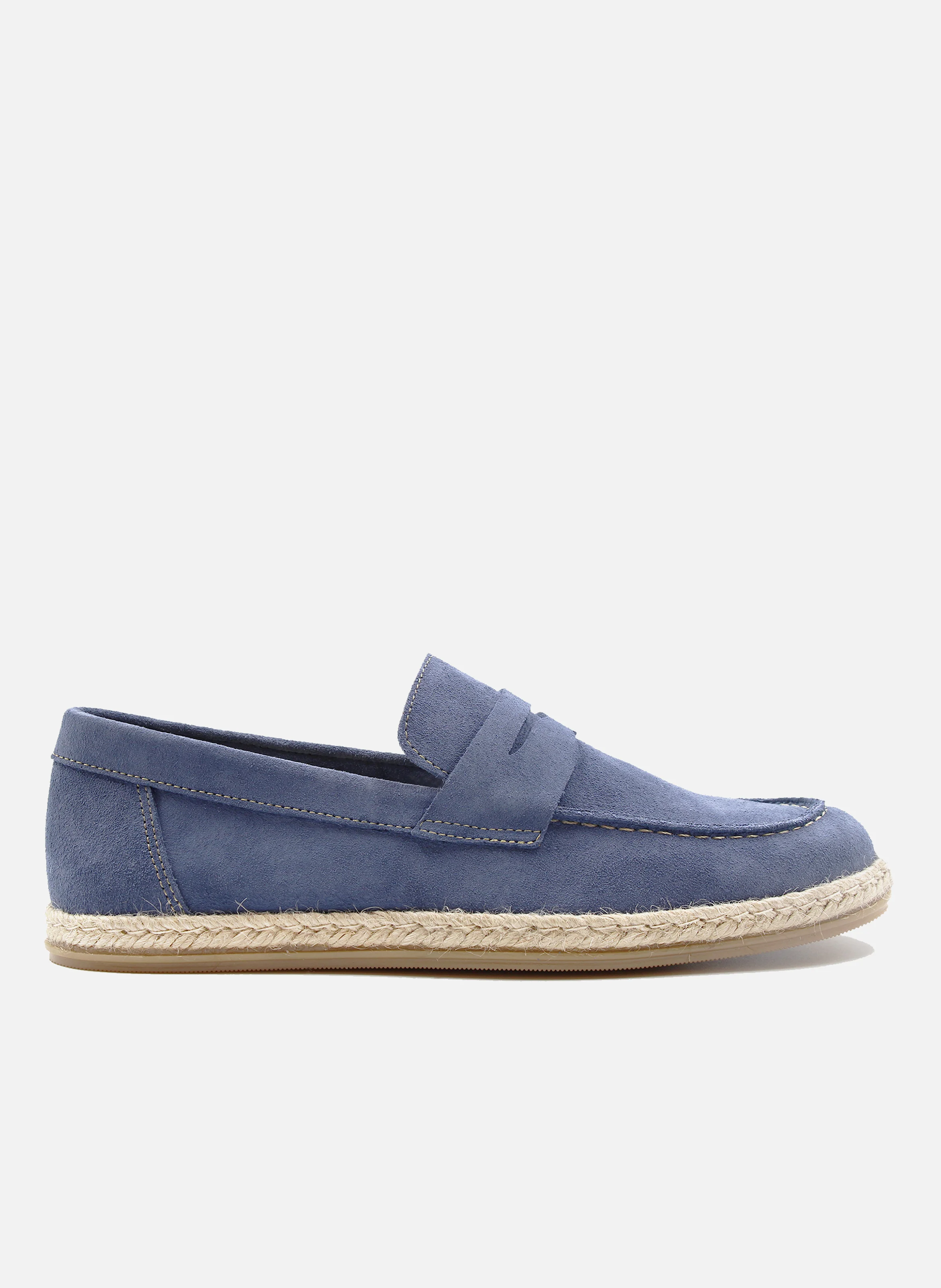 Mocassins espadrille cuir daim | Bleu