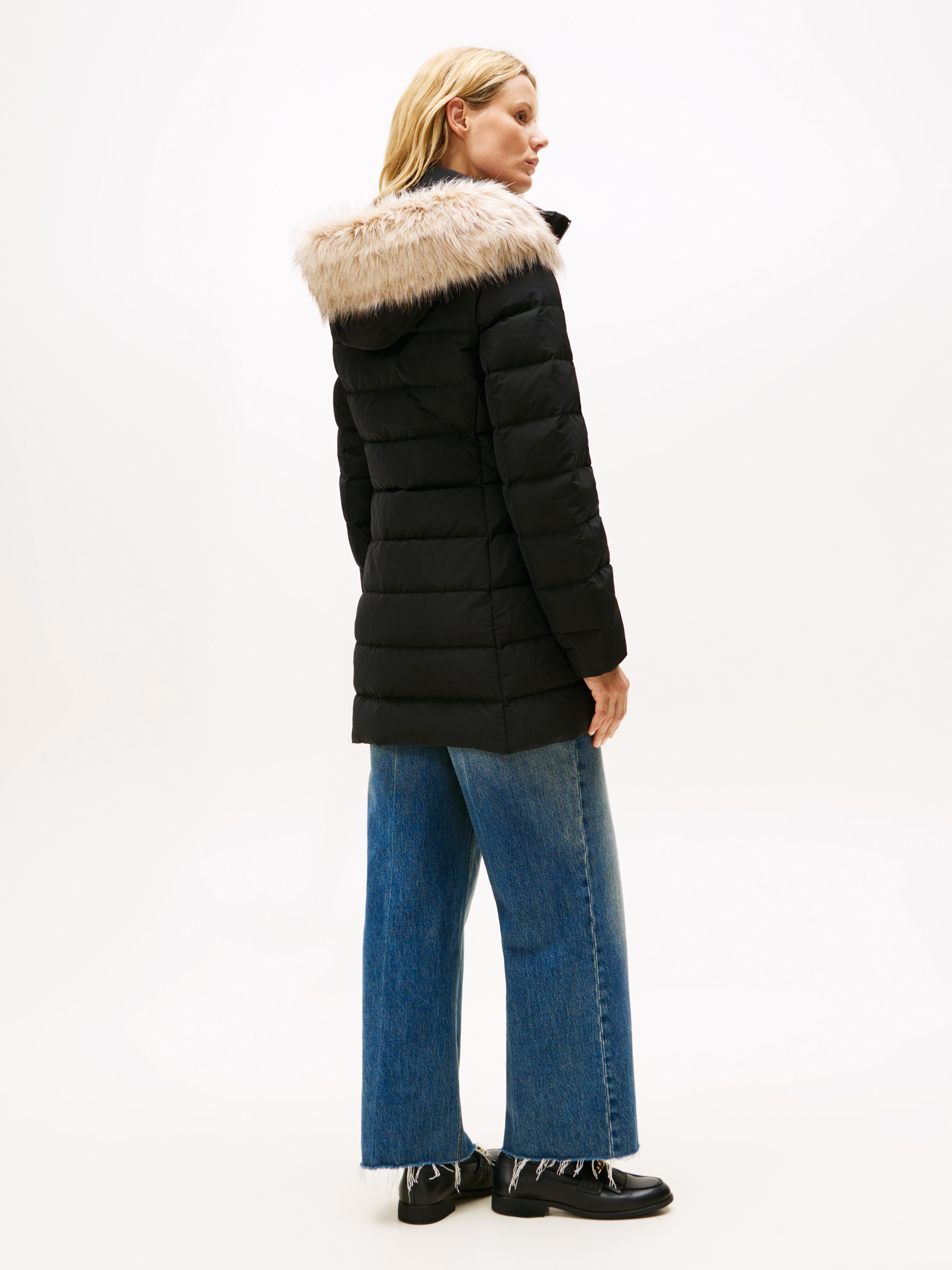 Tommy Hilfiger Steppmantel »MW DOWN SLIM COAT WITH FUR«, mit Fellimitat