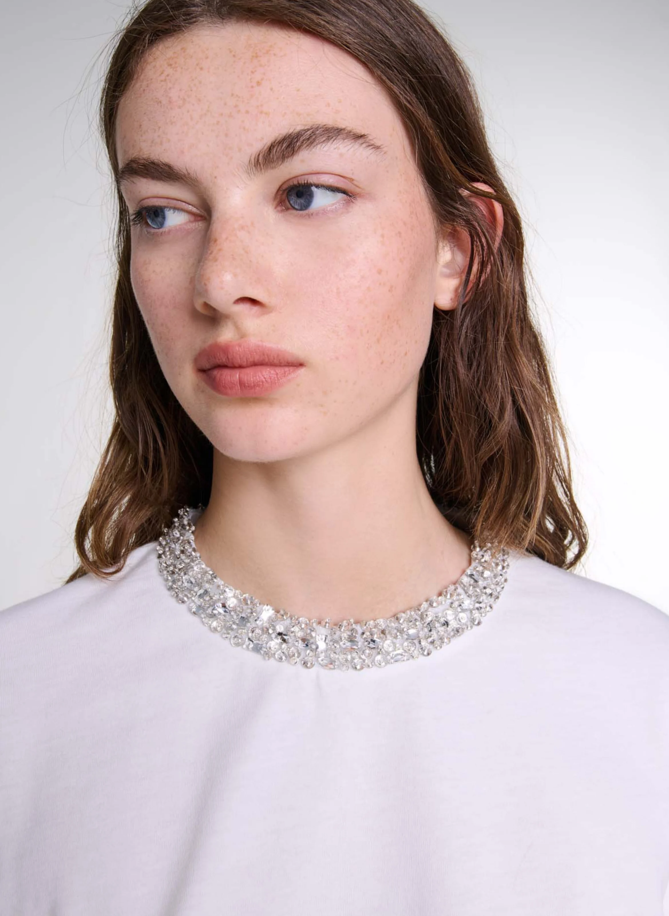 Tee-shirt col rond en coton | Blanc