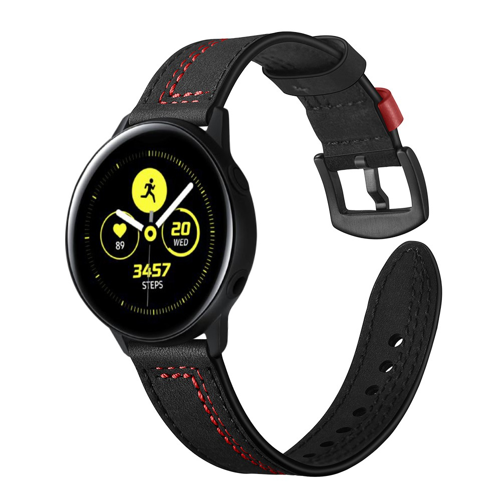 Samsung Galaxy Watch 46mm / Gear S3 Classic / S3 Frontier Ersatz Echtleder Stripes Armband (Gelenkumfang: 175-220mm) - Schwarz / Rot