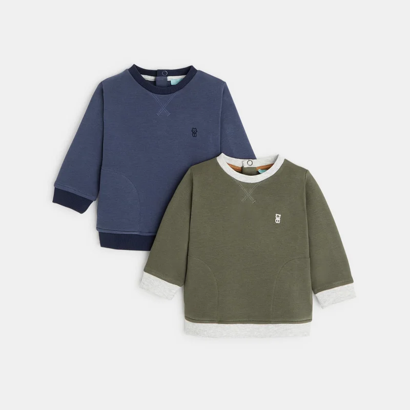 Sweat maille molleton uni bleu bébé garçon Bleu