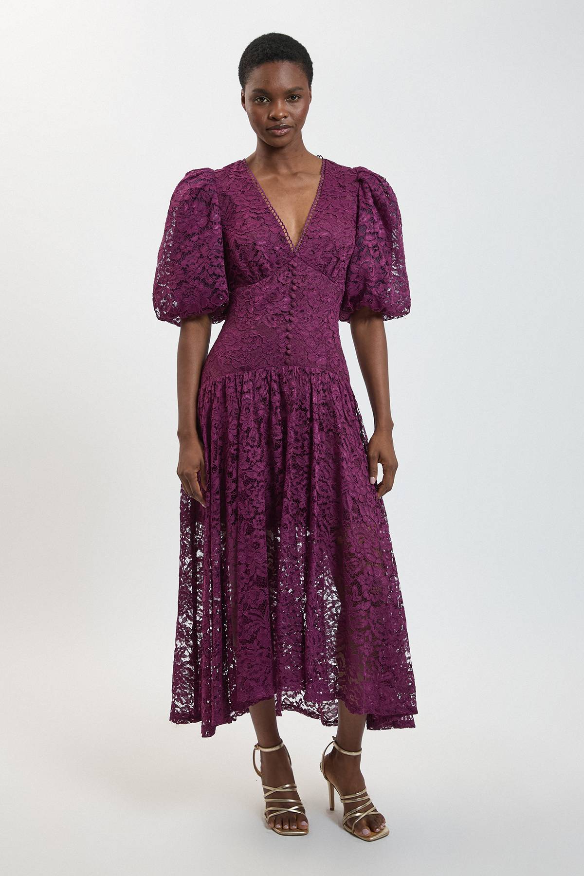 KarenMillen Robe Midi En Dentelle À Ourlet À Volants
