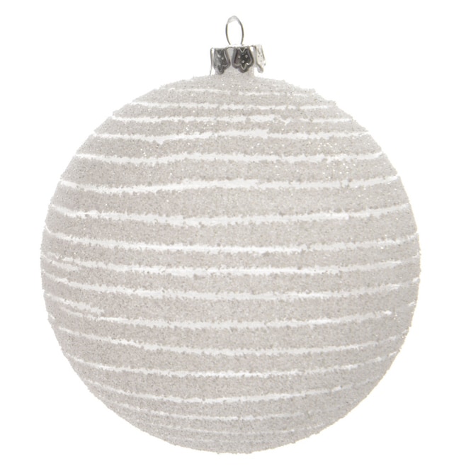 Christbaumkugel - silber/weiß - aus Glas - Ø = ca. 8 cm - 1 Stück