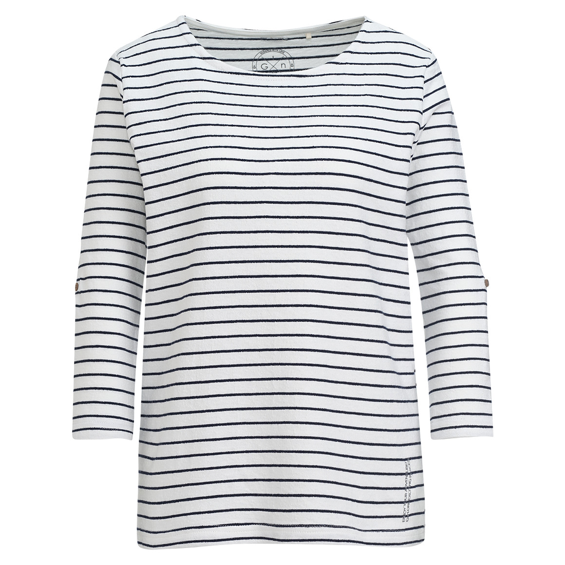 Gina Damen Shirt mit 3/4-Arm weiss / schwarz