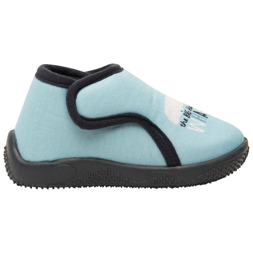 Chaussons forme bottillons double scratch print baleine pour bébé garçon - Bleu