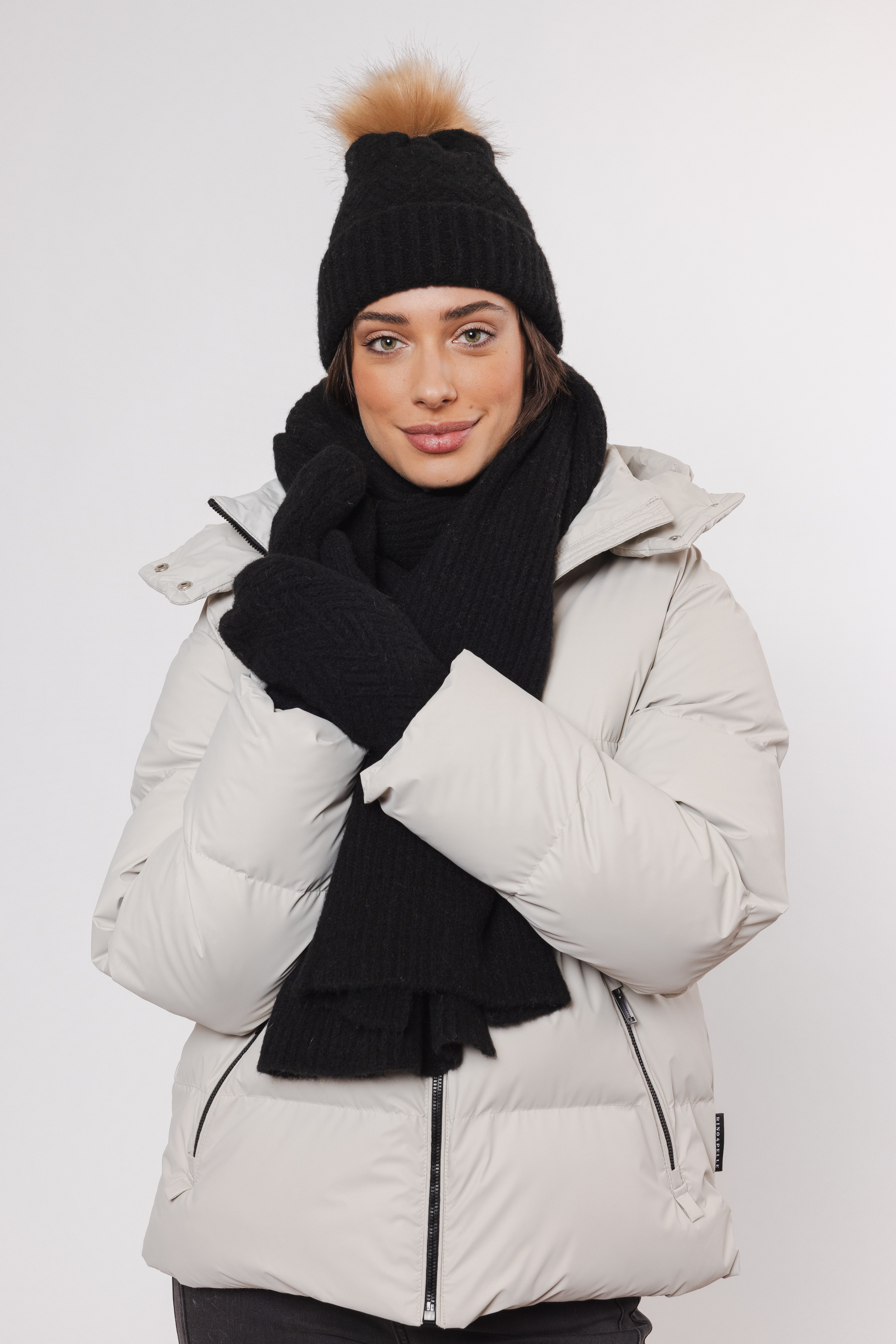 Rino & Pelle - Marti Knitted Beanie With Pompon - Black