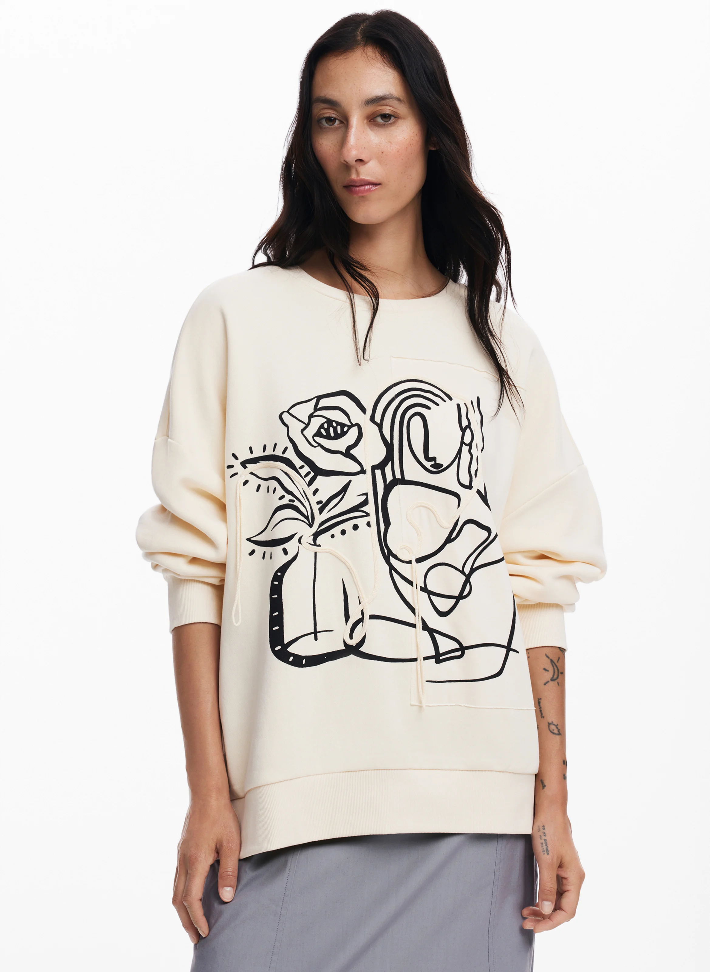 Sweat col rond en coton | Blanc
