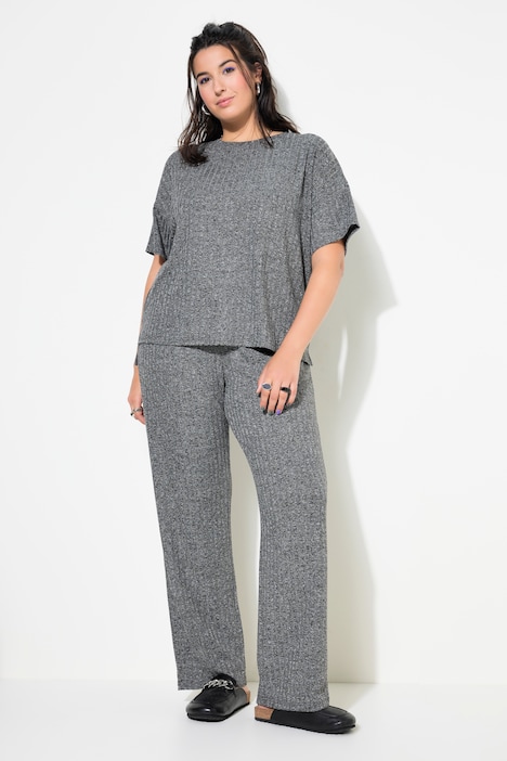 Schlafanzug, Zweiteiler, Rippjersey, Halbarm, lange Hose