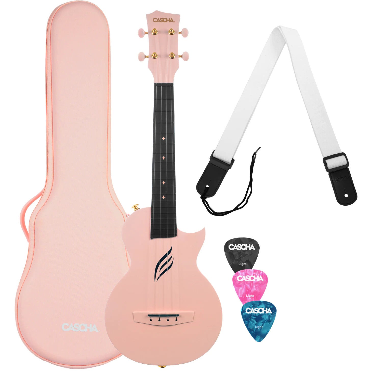 Cascha HH 2288 carbon fiber concert ukelele set roze
