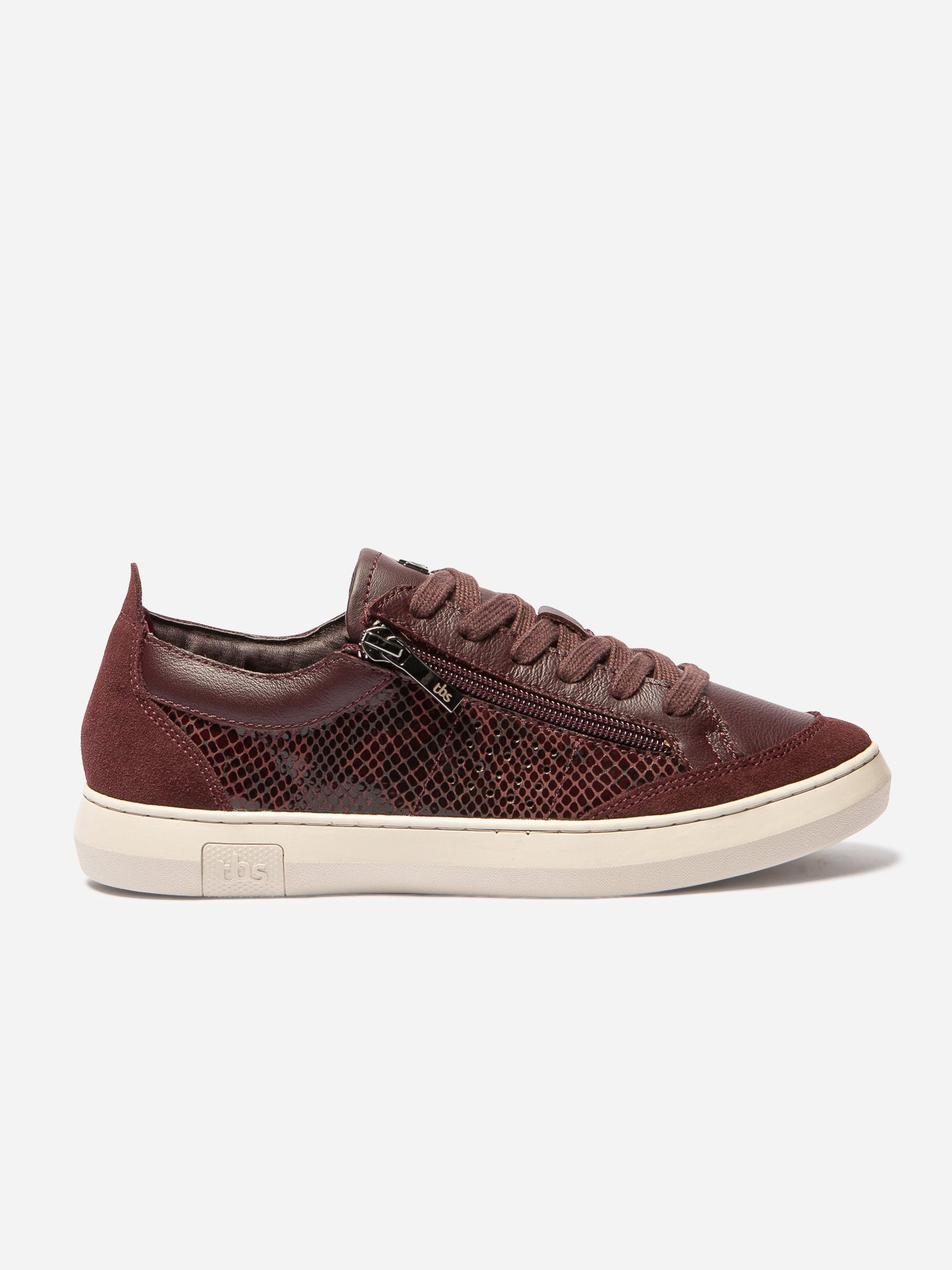 Baskets Femme Confort Purefoam Zippées Cuir Prune