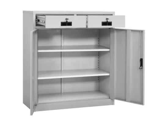 Armoire de bureau Gris clair 90x40x102 Acier 2
