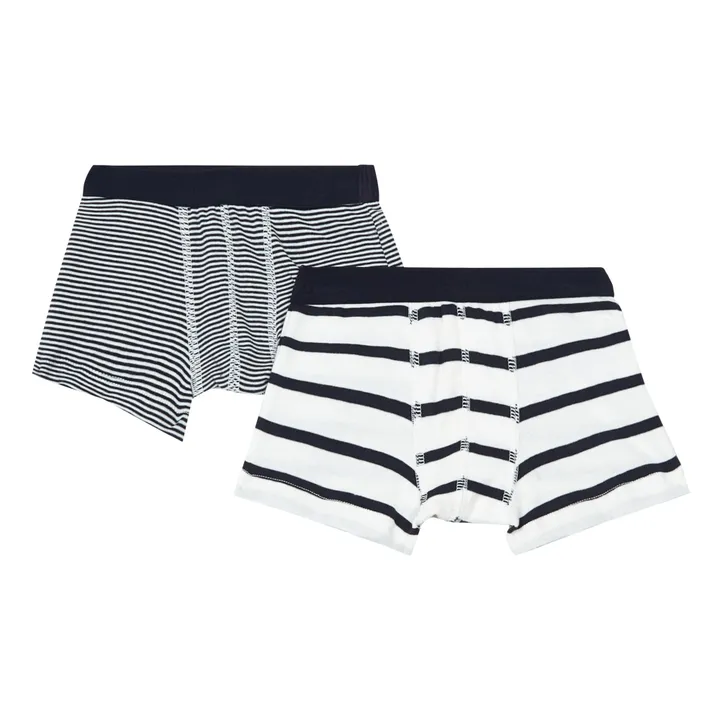 Petit Bateau Lot 2 Boxers Marinière Coton Bio | Bleu