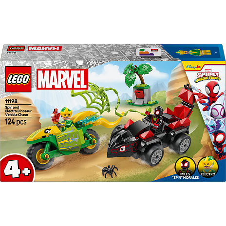 LEGO Marvel Spin og Electros jagt i dinosaurkøretøjer 11198