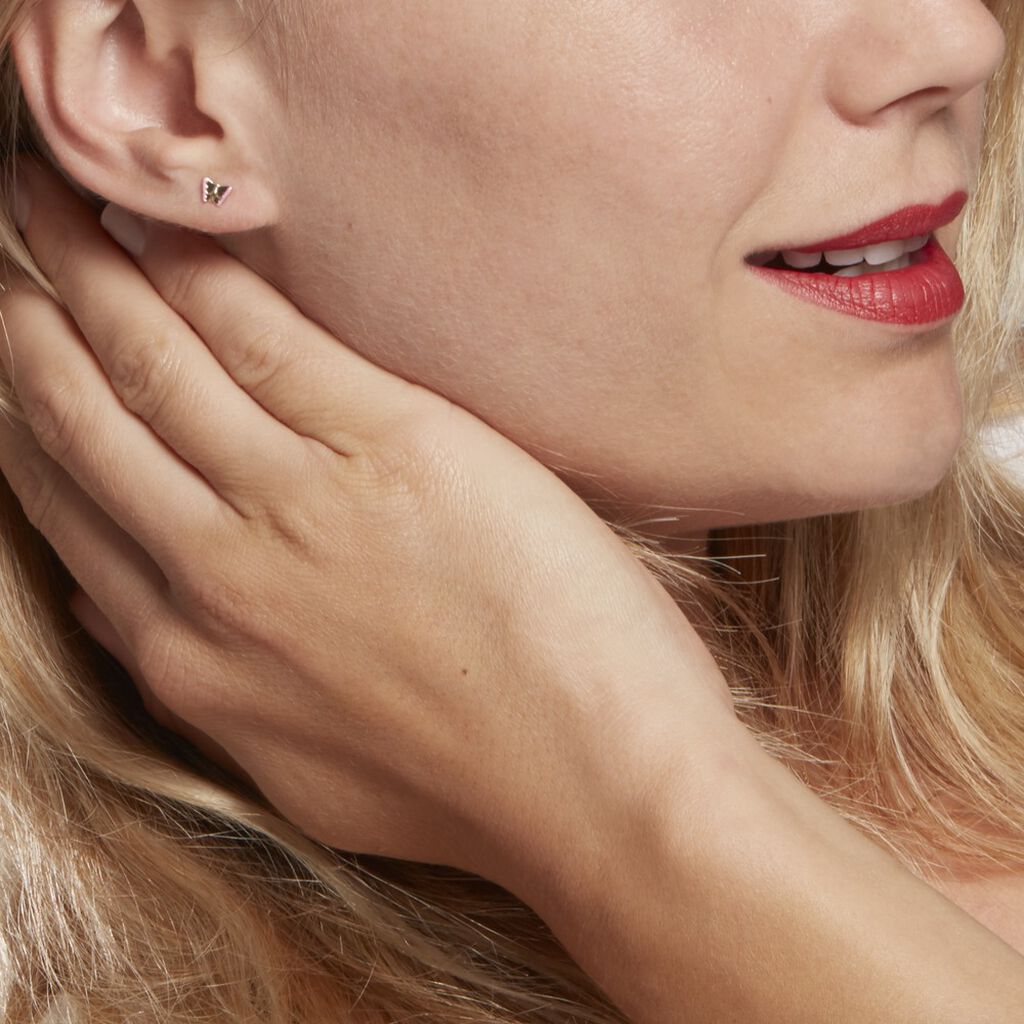 Boucles D'oreilles Puces Bartholomée Papillon Or Jaune