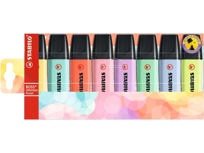 STABILO Textmarker BOSS Pastell, 8 Stück Textmarker BOSS im 8er Set
