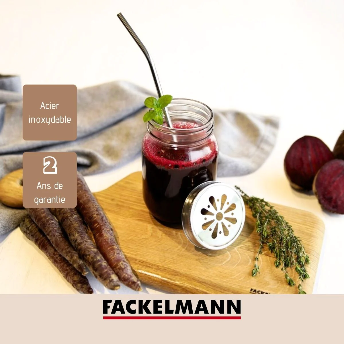 Lot de 4 pailles incurvées en inox avec goupillon Bar Concept Fackelma