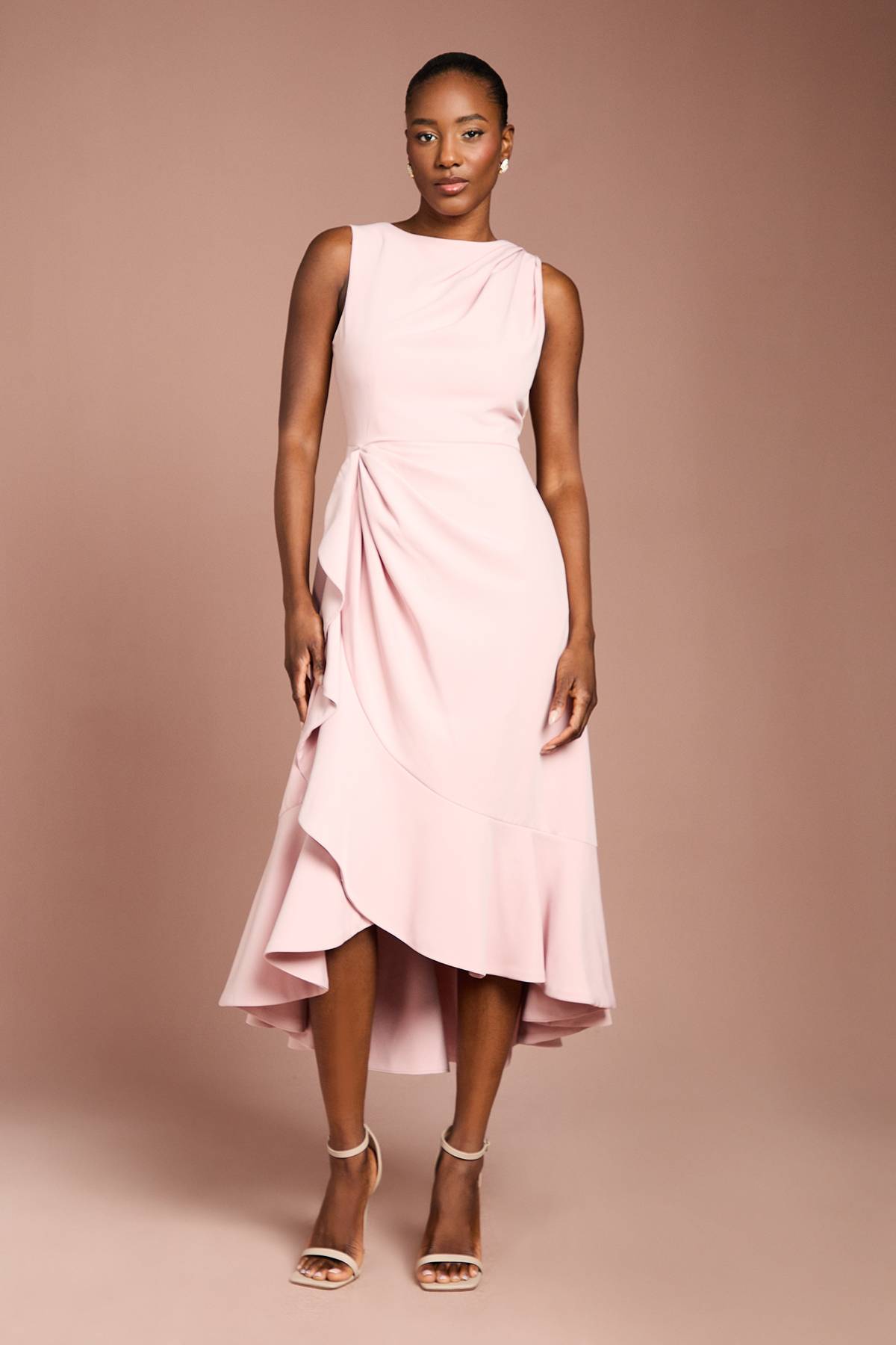 Coast Robe en Crêpe à Volants avec Dos Échancré